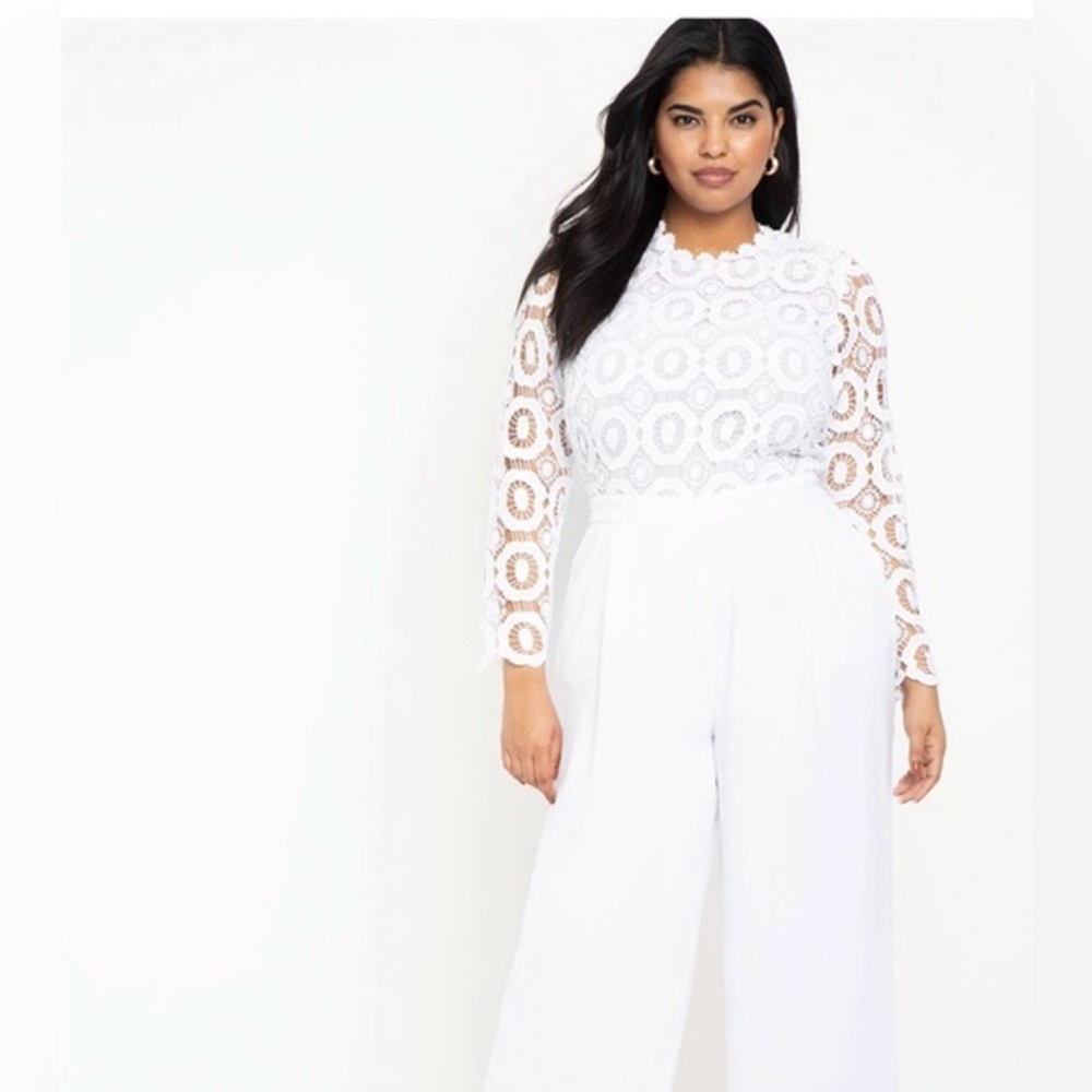 Eloquii White Lace Jumpsuit